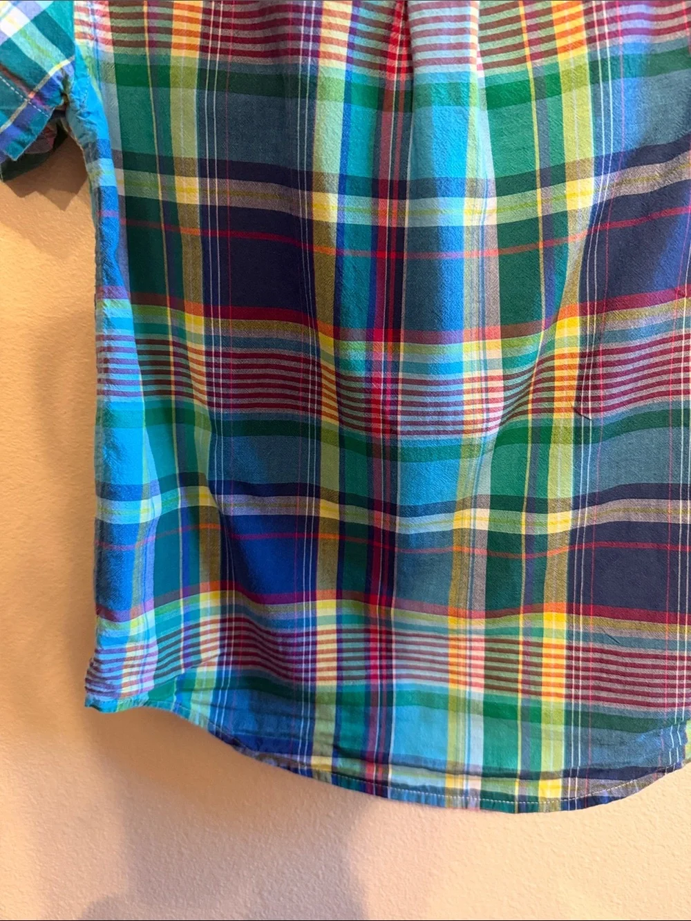 Ralph Lauren Boys Short-Sleeve Plaid Button-Down - Blue, Green & Yellow